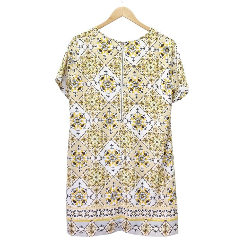 Lulus Dandy Lion Yellow White Tile Print Mini Shift Dress Women’s Size Medium - Picture 3 of 13
